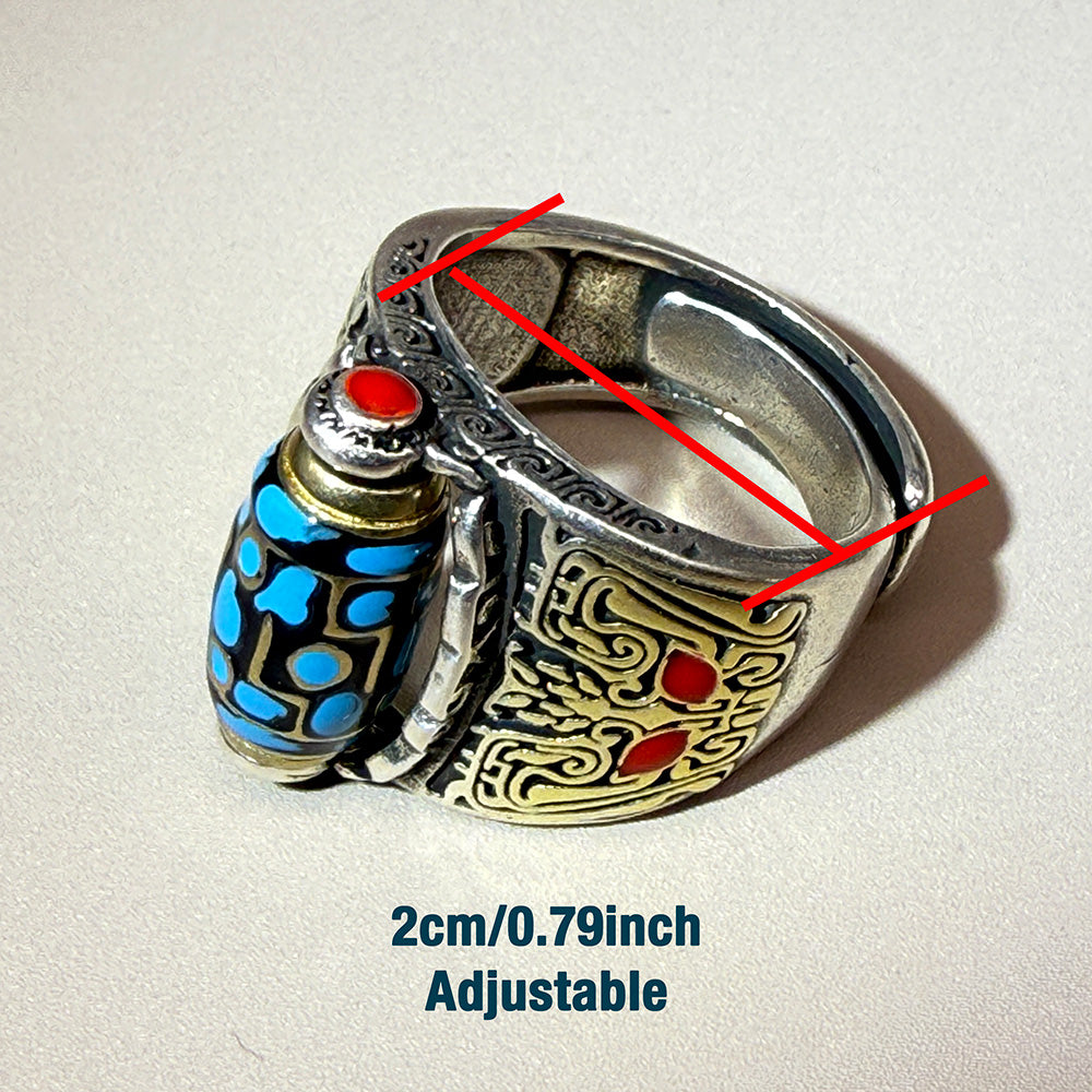 Advanced Tibetan nine-eyed Dzi bead Ring and Necklace Set